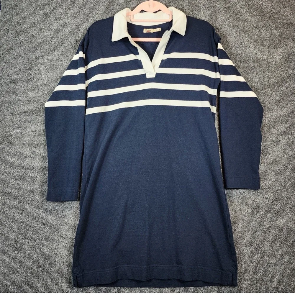 Faherty Women Coastal Preppy Nautical Old Money Rugby Stripe Tunic Dress Size‎ S